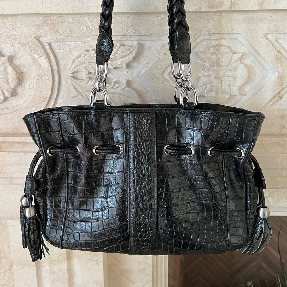ISABELLA ADAMS BLACK CROC HANDBAG